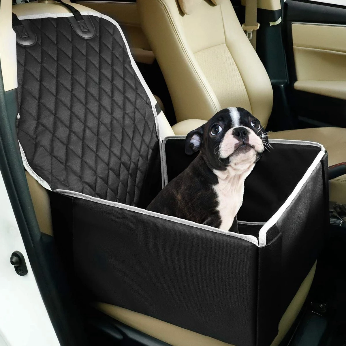 Autostoel Hond – Hondenmand Auto – Hondenstoel Auto – Zwart Met Wit – 45cm X 45cm 1 Autostoel Hond – Hondenmand Auto – Hondenstoel Auto – Zwart Met Wit – 45cm X 45cm