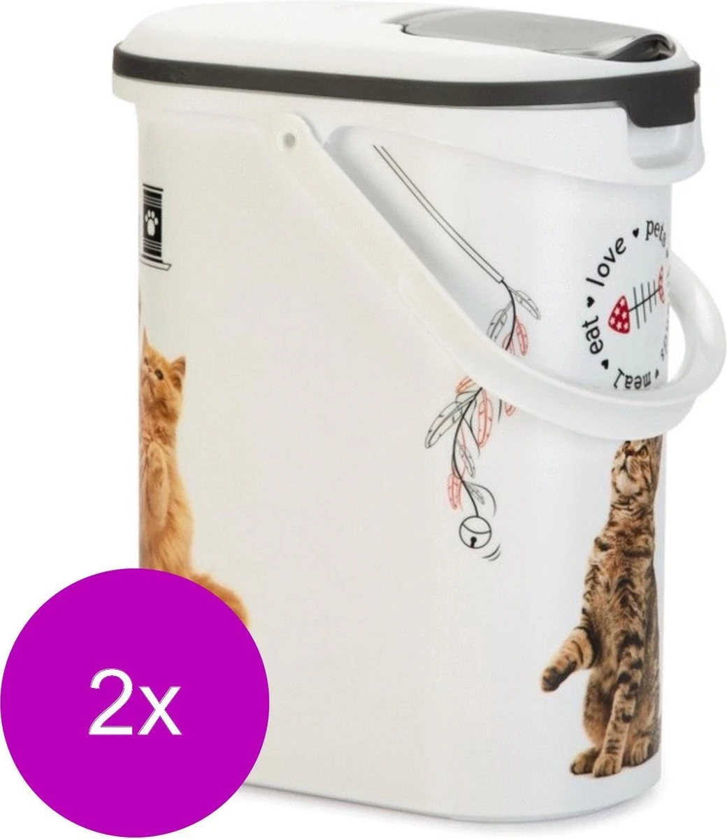 Curver Voercontainer Kat – Kattenvoerbewaarbak – 2 X 10 L 1 Curver Voercontainer Kat – Kattenvoerbewaarbak – 2 X 10 L
