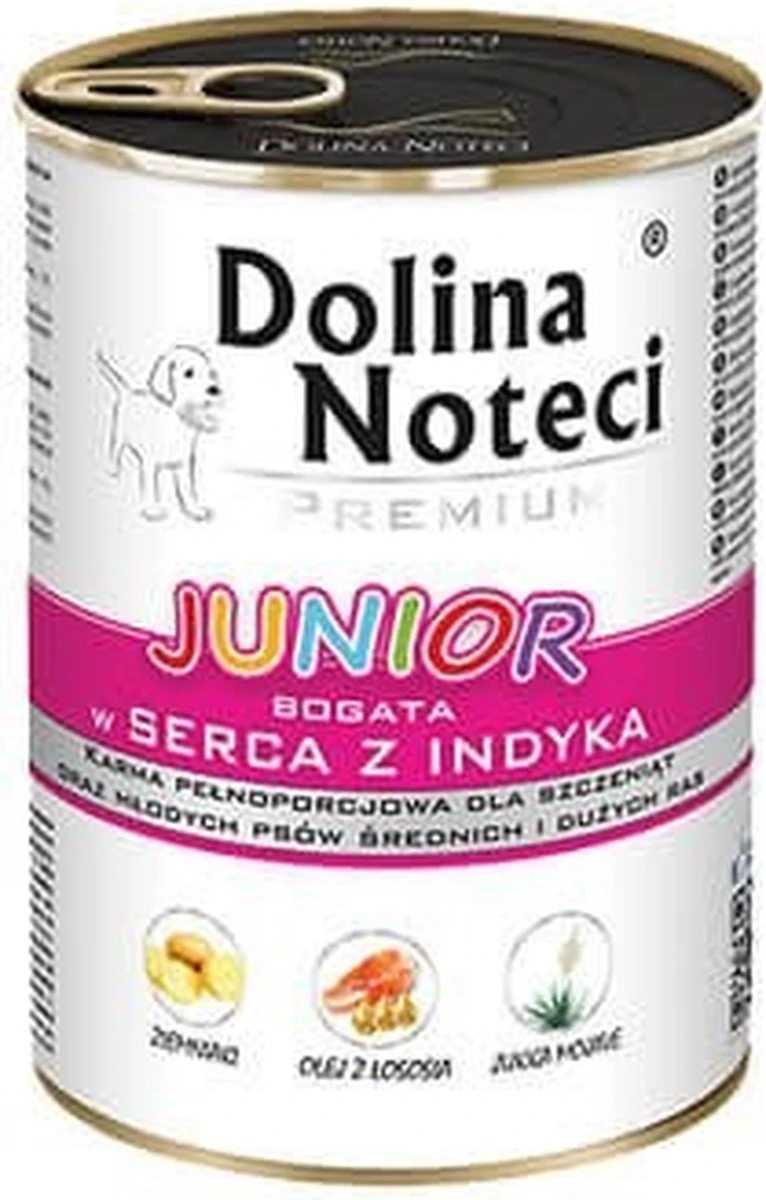 DOLINA NOTECI Premium Junior Rijk Aan Kalkoenharten – Natvoer Voor Puppy’s Van Middelgrote En Grote Rassen – 400g 1 DOLINA NOTECI Premium Junior Rijk Aan Kalkoenharten – Natvoer Voor Puppy’s Van Middelgrote En Grote Rassen – 400g