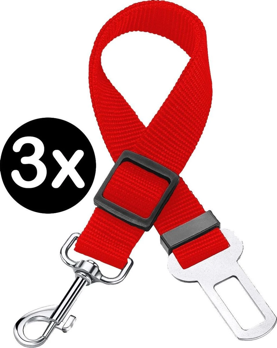 Hondenriem Autogordel Hondentuig Hondengordel Verstelbaar Rood – 3X 1 Hondenriem Autogordel Hondentuig Hondengordel Verstelbaar Rood – 3X