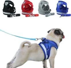 Hondentuig, Hondenharnas Met Hondenriem – Reflecterend – Zwart – Maat L (borst 40-45 Cm)