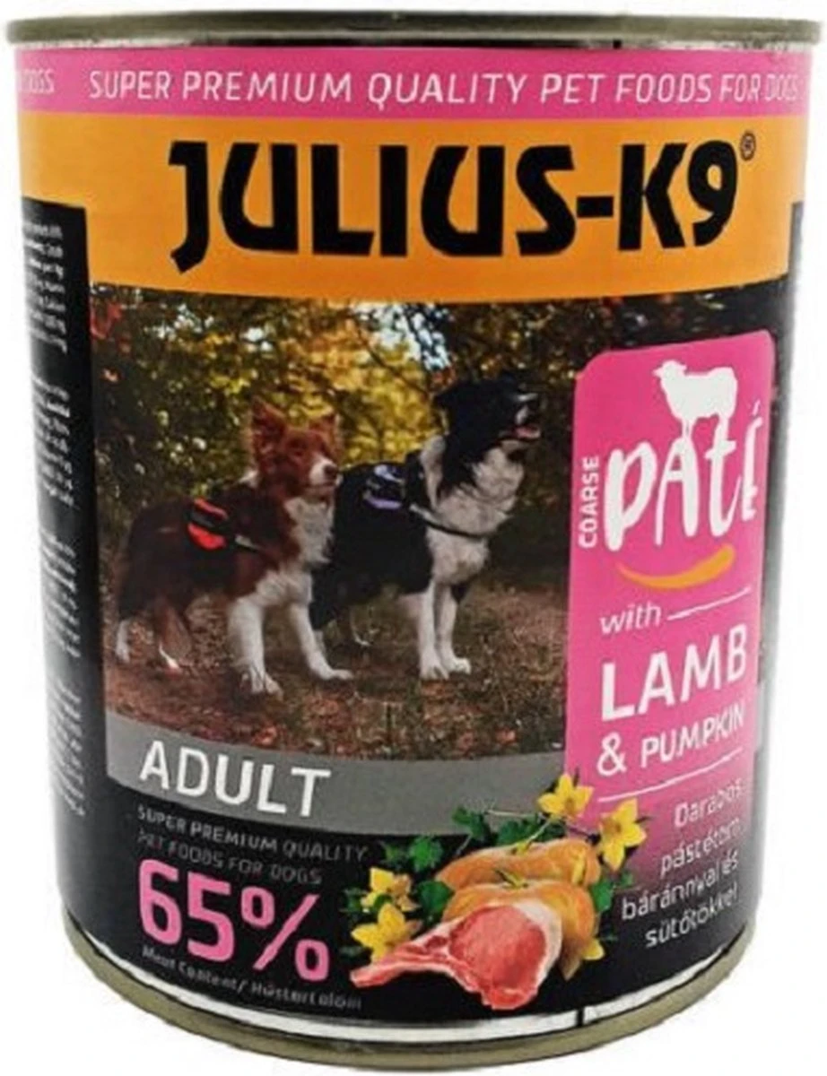 Julius K9 – Natvoer Hond – Paté – Lam & Pompoen – 4 X 800g 1 Julius K9 – Natvoer Hond – Paté – Lam & Pompoen – 4 X 800g