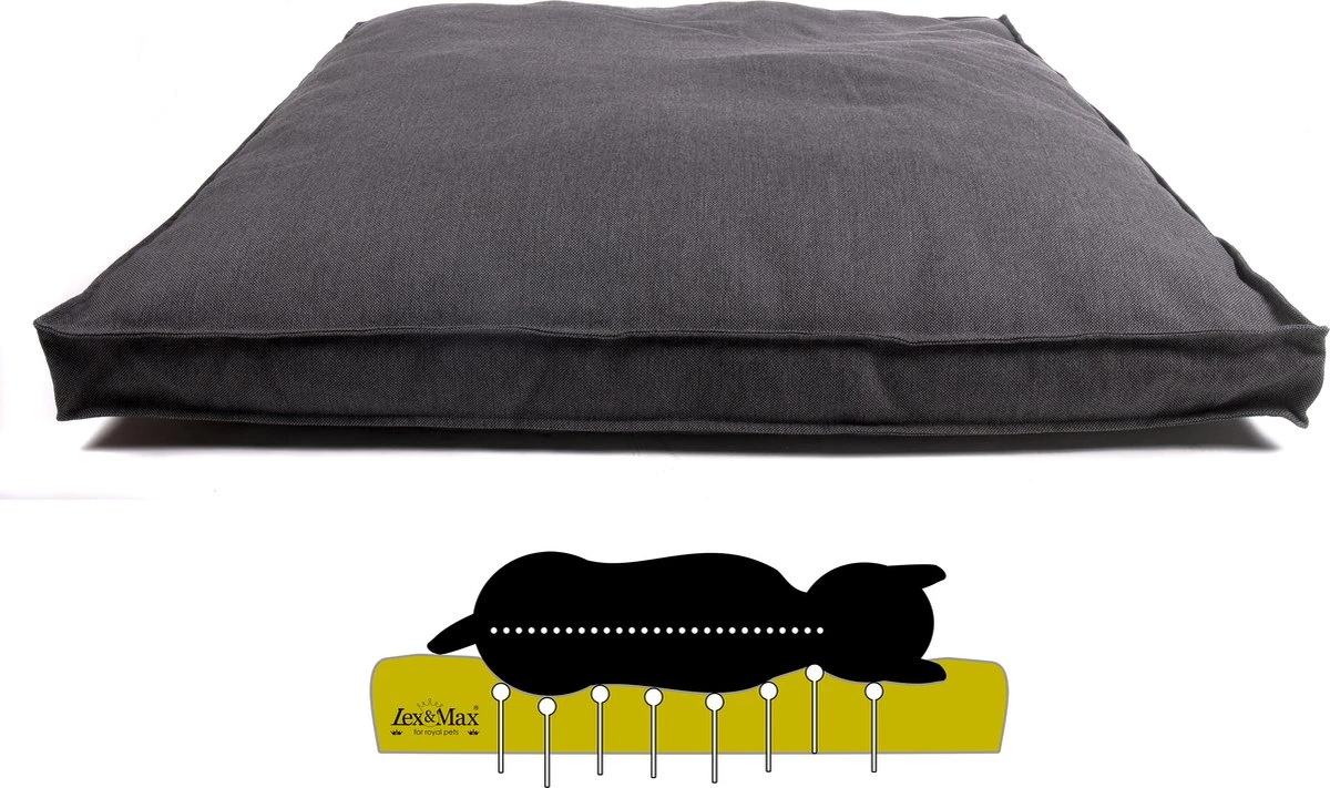 Lex En Max ORTHOPEDISCH HONDENKUSSEN BOXBED MARSEILLE 120X120cm GREY