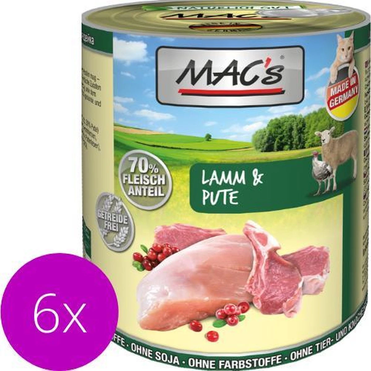 MAC’s Kattenvoer Natvoer Blik – 70% Lam & Kalkoen – 6 X 800g 1 MAC’s Kattenvoer Natvoer Blik – 70% Lam & Kalkoen – 6 X 800g
