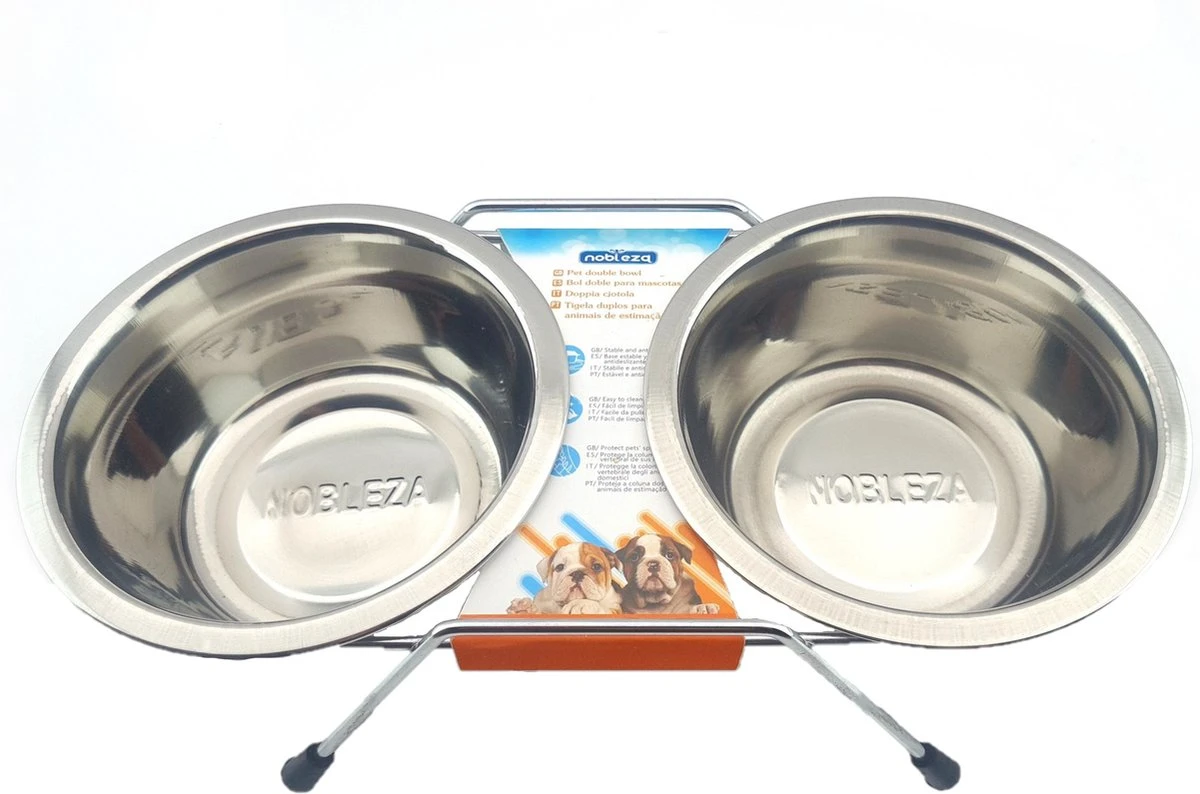 Nobleza Dubbele Voerbak – Voerbakken RVS – Metalen Voerbakken – Voor Honden Of Katten – S 1 Nobleza Dubbele Voerbak – Voerbakken RVS – Metalen Voerbakken – Voor Honden Of Katten – S