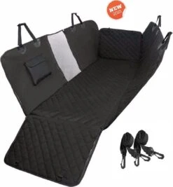 Pets Fortune – Hondendeken Auto Achterbank – Hond Autodeken – Achterbank Beschermhoes – Hondenkleed – Mesh Kijkvenster Met Ritsen Aan Beide Zijden – Zwart – 137 X 147 Cm