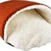 Duvo Slaapzak Dieren 60x45x28 – Geschikt Voor Katten En Kleine Honden – Velvet Copper Rood/wit