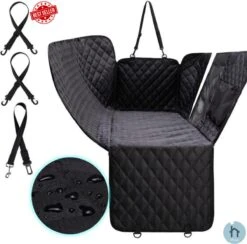Thuys Hondendeken Auto Achterbank – Stoelbeschermer – Incl. Autogordel – Waterdichte Hondendeken – Hondenaccessoires – Hangmat – Zwart – 152x143cm