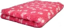 Vetbed – Hondendeken – Dierenmat – Fuchsia Met Witte Voetprint Latex Anti-Slip 150x100cm – Machinewasbaar