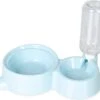 WUFY POJA Hondenbak Anti-slip Dubbel – Honden Voerbak – Automatische Drinkbak Dispenser – Eetbak – Anti Schrok Voerbak – Blauw