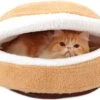 Yokee Kat Bed Hamburger Ontwerp Zacht Huisdier Bedje Winddicht Huisje Katoenen Slaapzak Voor Katten Kleine Honden 52*40*30cm